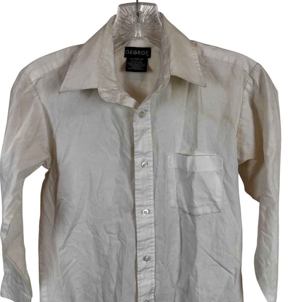 George Size M (8/10) Boys White Dress Shirt otton & Polyester